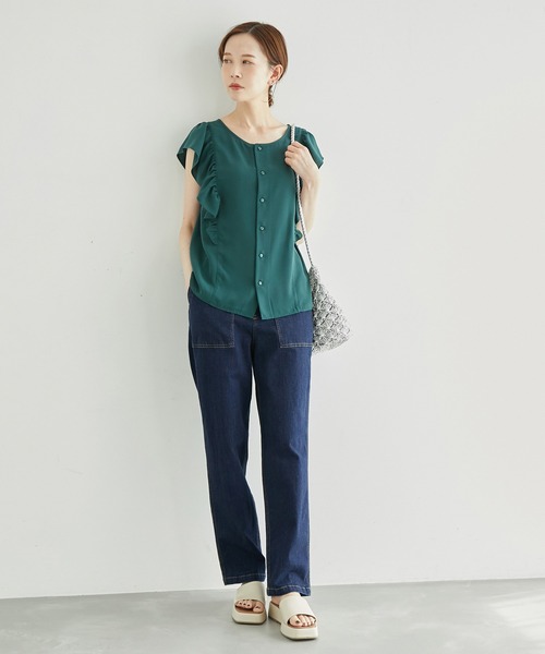 ROPÉ PICNIC ロペピクニック　2WAY/無地&柄フレアブラウス ROPE' PICNIC（ロペピクニック）の「2WAY/無地&柄フレアブラウス