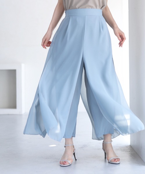cawaii(カワイイ)の「下半身のラインを拾わない ひらっとパンツ(その他パンツ・レディース・ライトブルー/ブラック・FREE)」の1枚目の写真