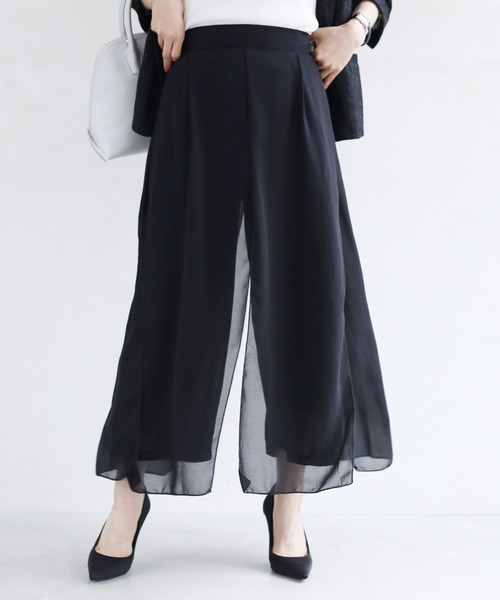 cawaii(カワイイ)の「下半身のラインを拾わない ひらっとパンツ(その他パンツ・レディース・ライトブルー/ブラック・FREE)」の2枚目の写真