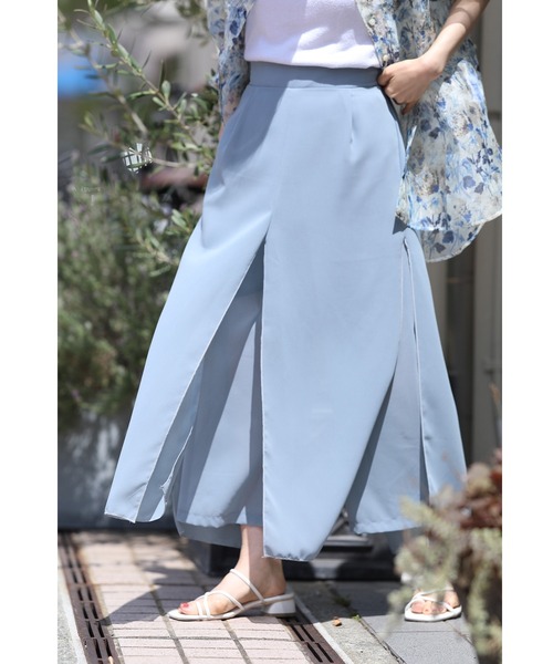 cawaii(カワイイ)の「下半身のラインを拾わない ひらっとパンツ(その他パンツ・レディース・ライトブルー/ブラック・FREE)」の6枚目の写真