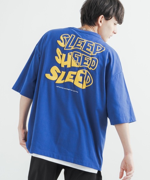 Rocky Monroe(ロッキーモンロー)の「オーバーサイズ TC天竺 バックプリントフロント刺繍ビッグシルエット半袖Tシャツ(Tシャツ/カットソー・メンズ・パープル/ロイヤルブルー/オフホワイト/グリーン/ブラック/イエロー・M/L/LL)」の4枚目の写真