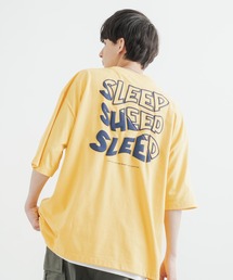 オーバーサイズ TC天竺 バックプリントフロント刺繍ビッグシルエット半袖Tシャツ