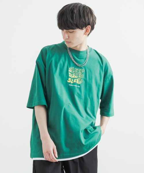Rocky Monroe(ロッキーモンロー)の「オーバーサイズ TC天竺 バックプリントフロント刺繍ビッグシルエット半袖Tシャツ(Tシャツ/カットソー・メンズ・パープル/ロイヤルブルー/オフホワイト/グリーン/ブラック/イエロー・M/L/LL)」の8枚目の写真