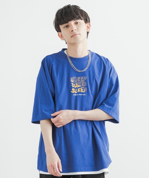 Rocky Monroe(ロッキーモンロー)の「オーバーサイズ TC天竺 バックプリントフロント刺繍ビッグシルエット半袖Tシャツ(Tシャツ/カットソー・メンズ・パープル/ロイヤルブルー/オフホワイト/グリーン/ブラック/イエロー・M/L/LL)」の13枚目の写真