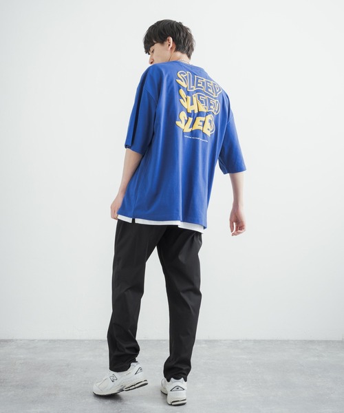 Rocky Monroe(ロッキーモンロー)の「オーバーサイズ TC天竺 バックプリントフロント刺繍ビッグシルエット半袖Tシャツ(Tシャツ/カットソー・メンズ・パープル/ロイヤルブルー/オフホワイト/グリーン/ブラック/イエロー・M/L/LL)」の22枚目の写真