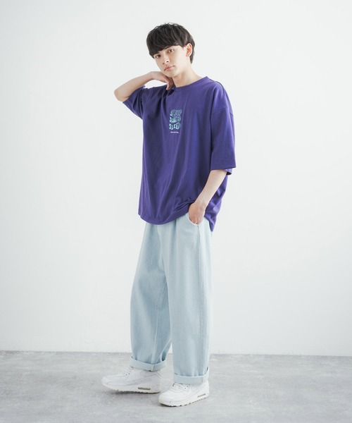 Rocky Monroe(ロッキーモンロー)の「オーバーサイズ TC天竺 バックプリントフロント刺繍ビッグシルエット半袖Tシャツ(Tシャツ/カットソー・メンズ・パープル/ロイヤルブルー/オフホワイト/グリーン/ブラック/イエロー・M/L/LL)」の9枚目の写真