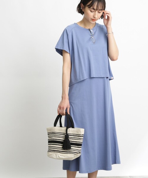 SHOO・LA・RUE(シューラルー)の「◆【接触冷感/2点セット】クロップドT×ノースリーブワンピ(ワンピース・レディース・ブラック/オリーブ/ブルー・02/03)」の4枚目の写真