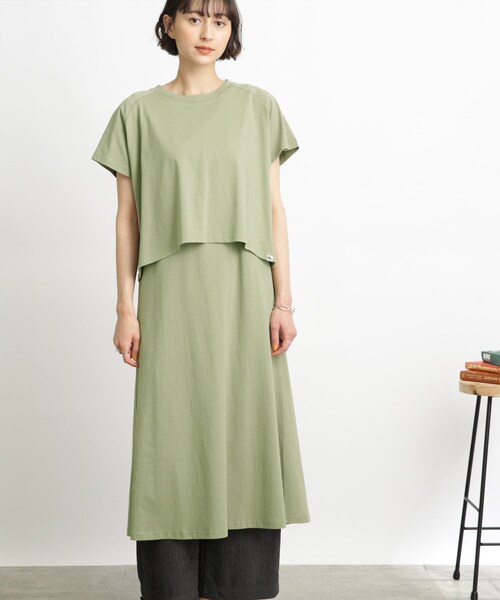SHOO・LA・RUE(シューラルー)の「◆【接触冷感/2点セット】クロップドT×ノースリーブワンピ(ワンピース・レディース・ブラック/オリーブ/ブルー・02/03)」の5枚目の写真