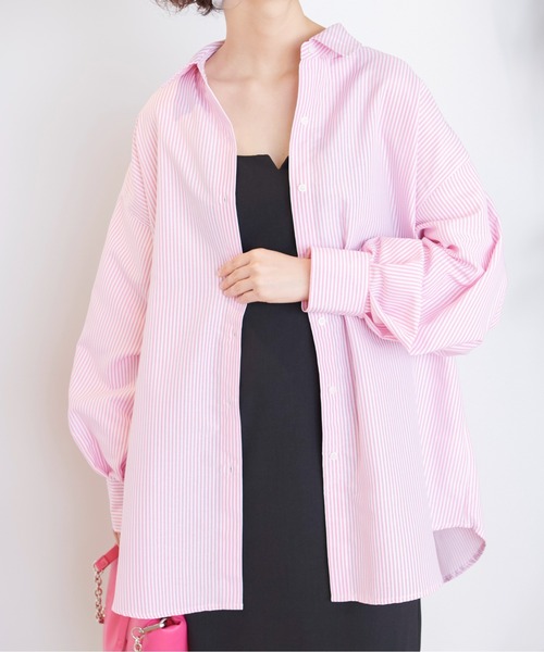 FREE'S MART（フリーズマート）の「ストライプルーズシャツ（シャツ/ブラウス・レディース・ブルー系その他/グリーン系その他/ピンク系その他・FREE）」の4枚目の写真