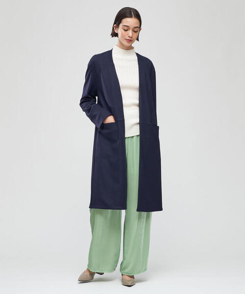 TOMORROWLAND （トゥモローランド）の「ニットコンビネーション ノーカラーコート（ノーカラーコート・レディース・ホワイト/ネイビー/グレー・FREE）」の4枚目の写真