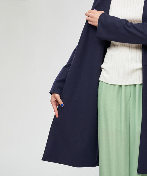 TOMORROWLAND （トゥモローランド）の「ニットコンビネーション ノーカラーコート（ノーカラーコート・レディース・ホワイト/ネイビー/グレー・FREE）」の9枚目の写真