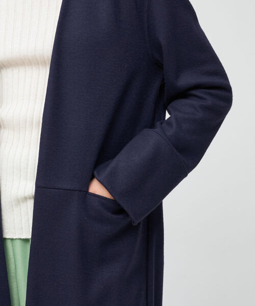 TOMORROWLAND （トゥモローランド）の「ニットコンビネーション ノーカラーコート（ノーカラーコート・レディース・ホワイト/ネイビー/グレー・FREE）」の12枚目の写真