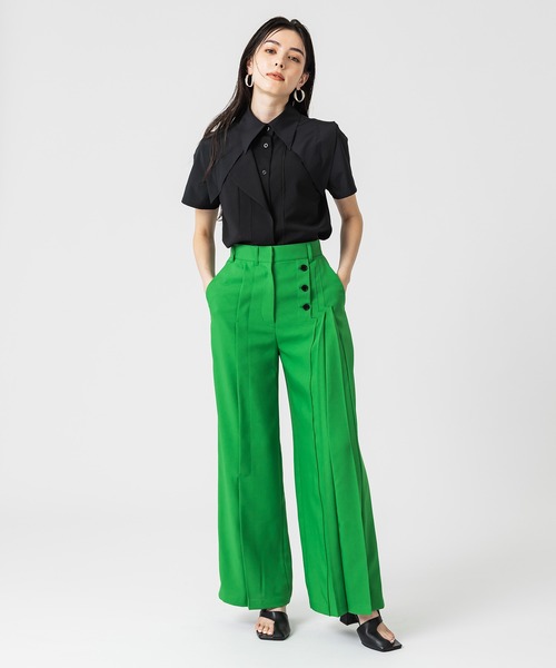 UNITED TOKYO（ユナイテッドトウキョウ）の「サイドプリーツデザインパンツ（その他パンツ・レディース・グリーン/ブラック・1/2）」の12枚目の写真