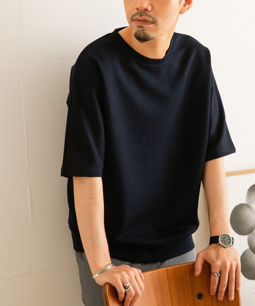 ITEMS URBANRESEARCH（アイテムズ アーバンリサーチ）の「ジャカードクルーネック半袖プルオーバー（Tシャツ/カットソー・メンズ・ベージュ/ネイビー/グレー/グリーン・MEDIUM/LARGE）」の4枚目の写真