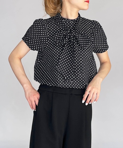 PICCIN（ピッチン）の「サッカードットボウタイブラウス（シャツ/ブラウス・レディース・ブラック/オフホワイト・M）」の16枚目の写真