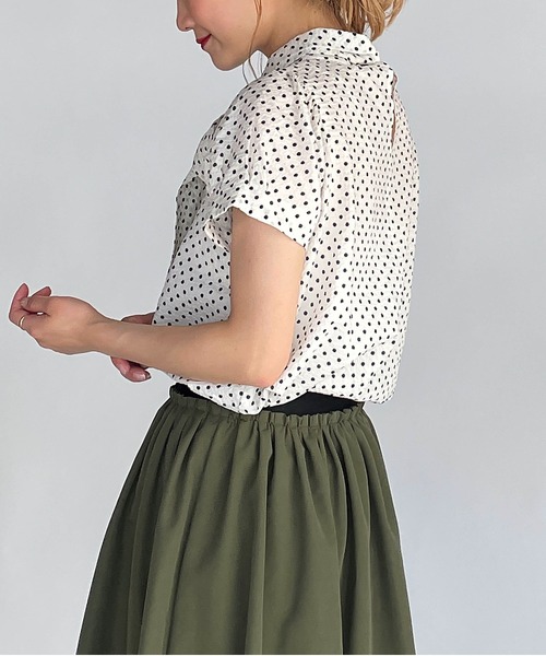 PICCIN（ピッチン）の「サッカードットボウタイブラウス（シャツ/ブラウス・レディース・ブラック/オフホワイト・M）」の6枚目の写真