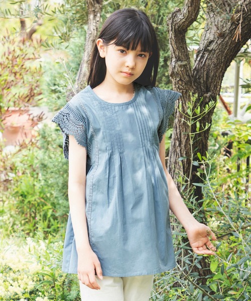 BRANSHES（ブランシェス）の「【India】袖レースブラウス（シャツ/ブラウス・キッズ・ブルー/ブラック/ラベンダー・150/130/140/100/120/110）」の15枚目の写真