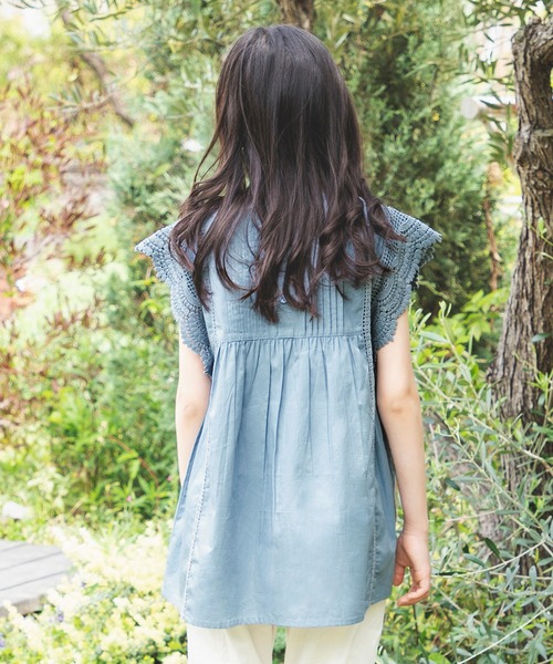 BRANSHES（ブランシェス）の「【India】袖レースブラウス（シャツ/ブラウス・キッズ・ブルー/ブラック/ラベンダー・150/130/140/100/120/110）」の16枚目の写真