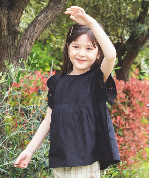 BRANSHES（ブランシェス）の「【India】袖レースブラウス（シャツ/ブラウス・キッズ・ブルー/ブラック/ラベンダー・150/130/140/100/120/110）」の8枚目の写真