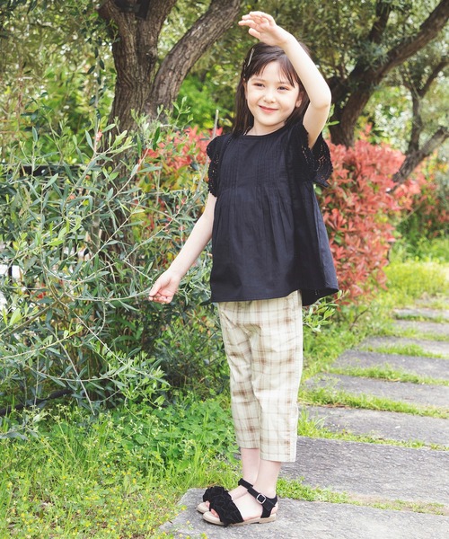 BRANSHES（ブランシェス）の「【India】袖レースブラウス（シャツ/ブラウス・キッズ・ブルー/ブラック/ラベンダー・150/130/140/100/120/110）」の5枚目の写真