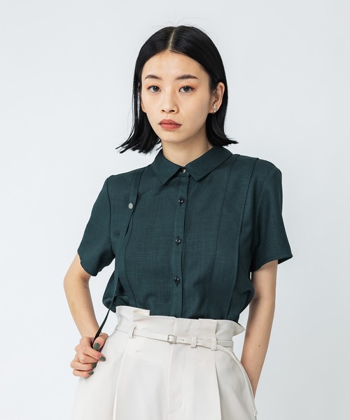 UNITED TOKYO リネンライクショートカラーブラウス 緑 シャツ 日本製 UNITED TOKYO（ユナイテッドトウキョウ）の「【セットアップ対応