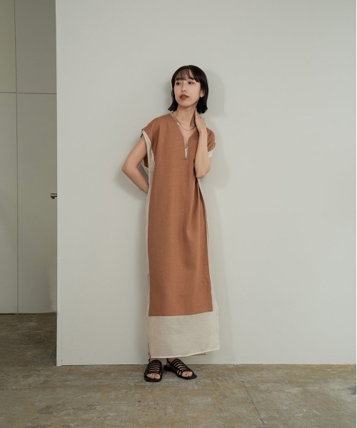 lawgy(ラウジー)の「key neck sheer line op(ワンピース・レディース・ブラウン/アイボリー/オレンジ系その他・FREE)」の13枚目の写真