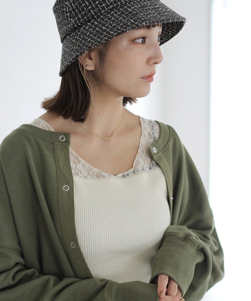 Crisp（クリスプ）の「レーストップタンク（タンクトップ・レディース・ブラック/マスタード/アイボリー/ピンクベージュ・FREE）」の8枚目の写真