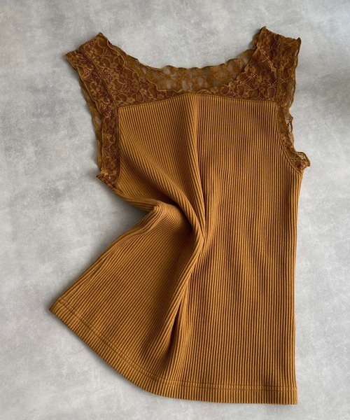 Crisp（クリスプ）の「レーストップタンク（タンクトップ・レディース・ブラック/マスタード/アイボリー/ピンクベージュ・FREE）」の17枚目の写真