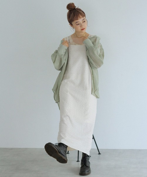 Crisp（クリスプ）の「レーストップタンク（タンクトップ・レディース・ブラック/マスタード/アイボリー/ピンクベージュ・FREE）」の5枚目の写真