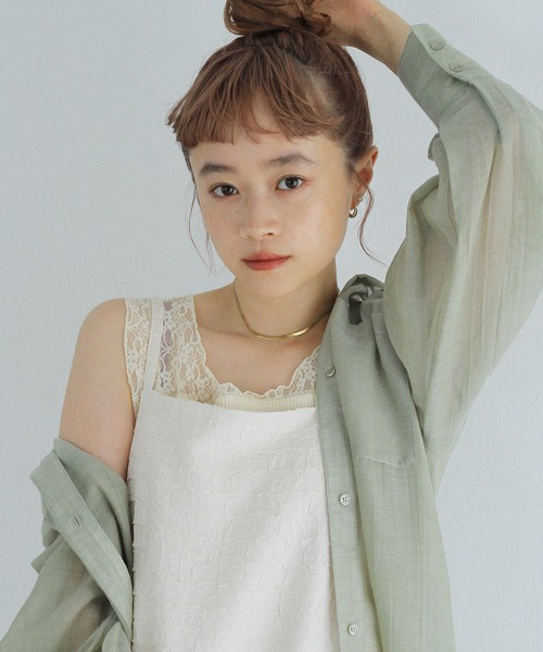 Crisp（クリスプ）の「レーストップタンク（タンクトップ・レディース・ブラック/マスタード/アイボリー/ピンクベージュ・FREE）」の6枚目の写真