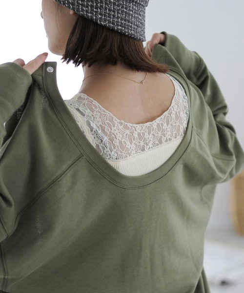 Crisp（クリスプ）の「レーストップタンク（タンクトップ・レディース・ブラック/マスタード/アイボリー/ピンクベージュ・FREE）」の9枚目の写真