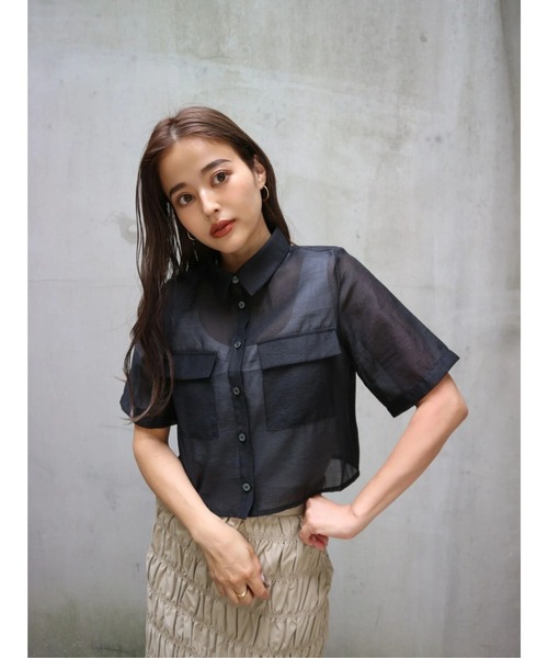 TRUNC（トランクエイティーエイト）の「Short Sleeves Sheer Shirt（シャツ/ブラウス・レディース・アイボリー/ブラック/グレイッシュベージュ・FREE）」の19枚目の写真