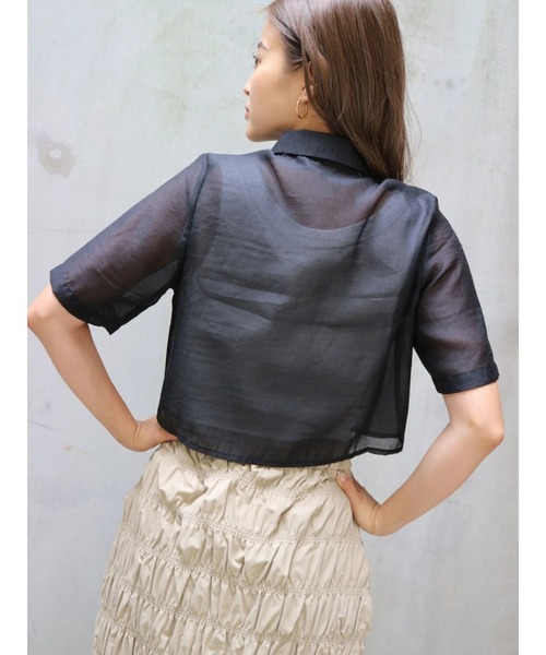 TRUNC（トランクエイティーエイト）の「Short Sleeves Sheer Shirt（シャツ/ブラウス・レディース・アイボリー/ブラック/グレイッシュベージュ・FREE）」の13枚目の写真