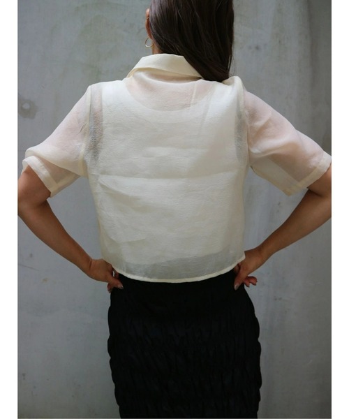 TRUNC（トランクエイティーエイト）の「Short Sleeves Sheer Shirt（シャツ/ブラウス・レディース・アイボリー/ブラック/グレイッシュベージュ・FREE）」の17枚目の写真