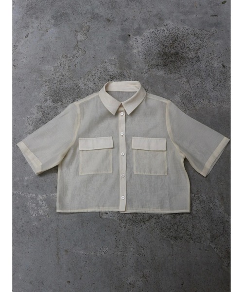 TRUNC（トランクエイティーエイト）の「Short Sleeves Sheer Shirt（シャツ/ブラウス・レディース・アイボリー/ブラック/グレイッシュベージュ・FREE）」の12枚目の写真