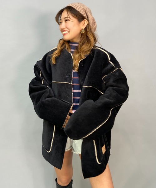 BILLABONG（ビラボン）の「BILLABONG/ビラボン  ビッグシルエット/リバーシブルムートンコート  BC014-755（ムートンコート・レディース・ブラック/ブラウン・M/L）」の2枚目の写真