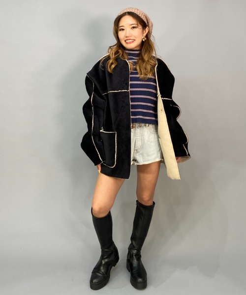 BILLABONG（ビラボン）の「BILLABONG/ビラボン  ビッグシルエット/リバーシブルムートンコート  BC014-755（ムートンコート・レディース・ブラック/ブラウン・M/L）」の5枚目の写真