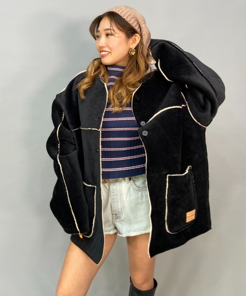 BILLABONG（ビラボン）の「BILLABONG/ビラボン  ビッグシルエット/リバーシブルムートンコート  BC014-755（ムートンコート・レディース・ブラック/ブラウン・M/L）」の3枚目の写真