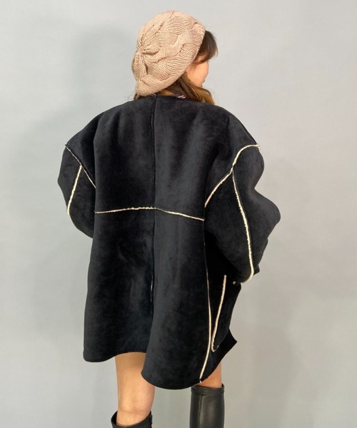 BILLABONG（ビラボン）の「BILLABONG/ビラボン  ビッグシルエット/リバーシブルムートンコート  BC014-755（ムートンコート・レディース・ブラック/ブラウン・M/L）」の4枚目の写真