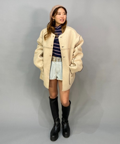 BILLABONG（ビラボン）の「BILLABONG/ビラボン  ビッグシルエット/リバーシブルムートンコート  BC014-755（ムートンコート・レディース・ブラック/ブラウン・M/L）」の9枚目の写真