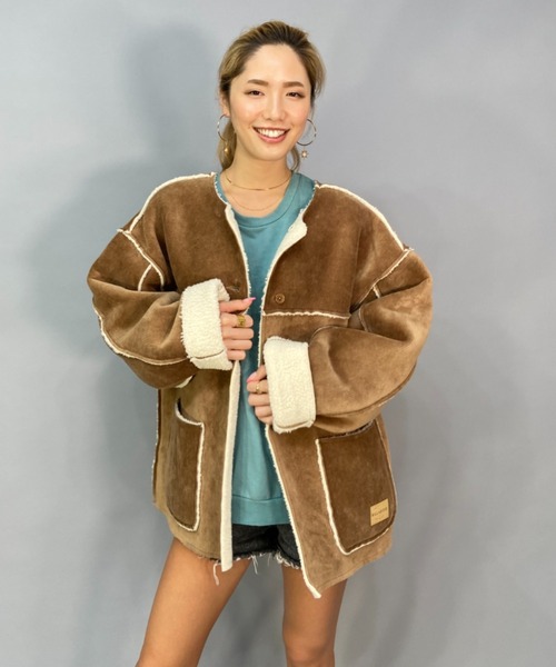BILLABONG（ビラボン）の「BILLABONG/ビラボン  ビッグシルエット/リバーシブルムートンコート  BC014-755（ムートンコート・レディース・ブラック/ブラウン・M/L）」の11枚目の写真