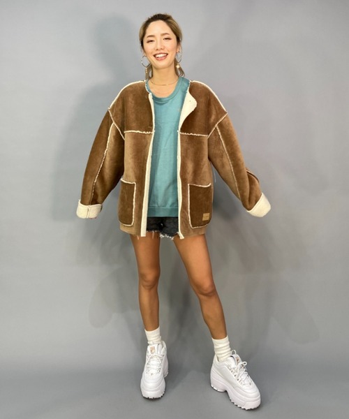 BILLABONG（ビラボン）の「BILLABONG/ビラボン  ビッグシルエット/リバーシブルムートンコート  BC014-755（ムートンコート・レディース・ブラック/ブラウン・M/L）」の13枚目の写真