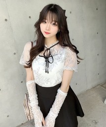 TITTY&CO. | 【TITTY&CO.】シアー刺繍レースリボンブラウス(シャツ/ブラウス)