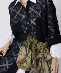 ［BLOUSE］STANDCOLLAR BIGPOCKET CROCHET L/S SHIRTS