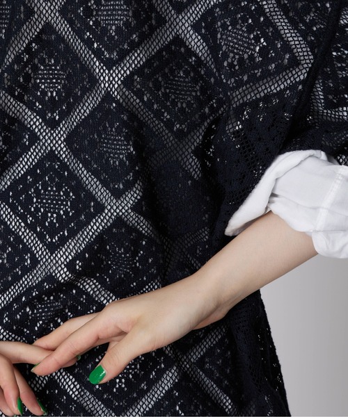 M TO R（ムウトアール）の「［BLOUSE］STANDCOLLAR BIGPOCKET CROCHET L/S SHIRTS（シャツ/ブラウス・レディース・ブラック/キナリ・FREE）」の3枚目の写真
