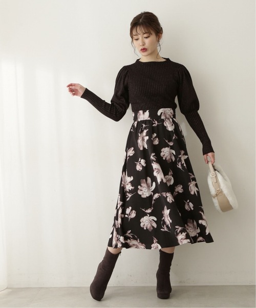 PROPORTION BODY DRESSING（プロポーションボディドレッシング）の「フラワープリントギャザースカート / 1212220914（スカート・レディース・ブラウン/ブラック/グレー・MEDIUM/SMALL）」の11枚目の写真