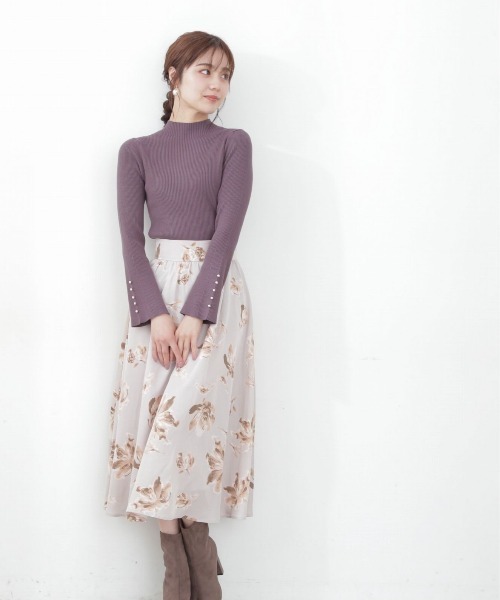 PROPORTION BODY DRESSING（プロポーションボディドレッシング）の「フラワープリントギャザースカート / 1212220914（スカート・レディース・ブラウン/ブラック/グレー・MEDIUM/SMALL）」の6枚目の写真