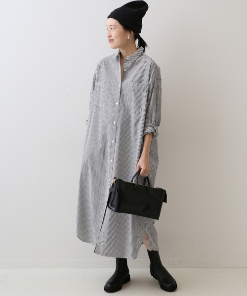 SLOBE IENA（スローブイエナ）の「コットンブロードシャツワンピース（ワンピース・レディース・チャコールグレー/ブラウン/サックスブルー・FREE）」の4枚目の写真