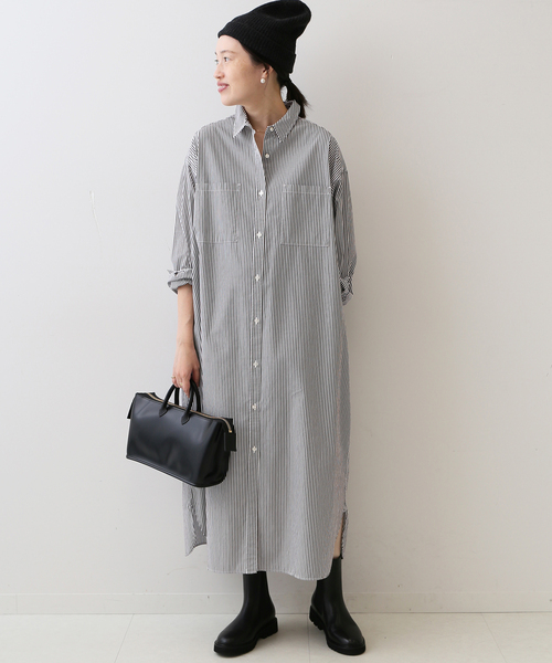 SLOBE IENA（スローブイエナ）の「コットンブロードシャツワンピース（ワンピース・レディース・チャコールグレー/ブラウン/サックスブルー・FREE）」の5枚目の写真