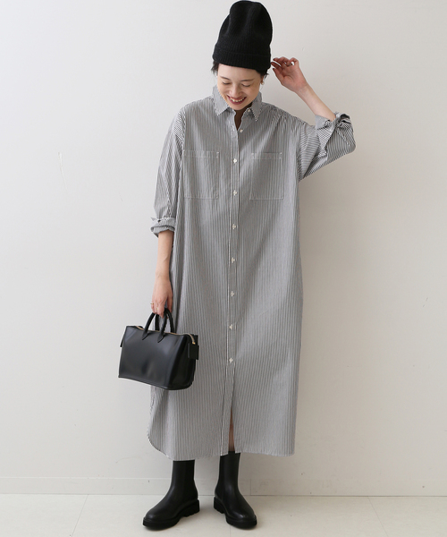 SLOBE IENA（スローブイエナ）の「コットンブロードシャツワンピース（ワンピース・レディース・チャコールグレー/ブラウン/サックスブルー・FREE）」の6枚目の写真